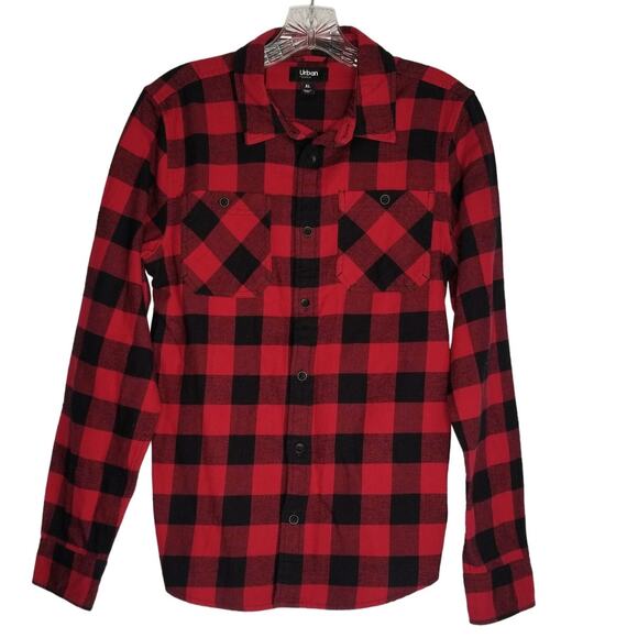 Urban Pipeline Long Sleeve Buffalo Check Plaid Button Down Shirt, Youth XL - Picture 1 of 6
